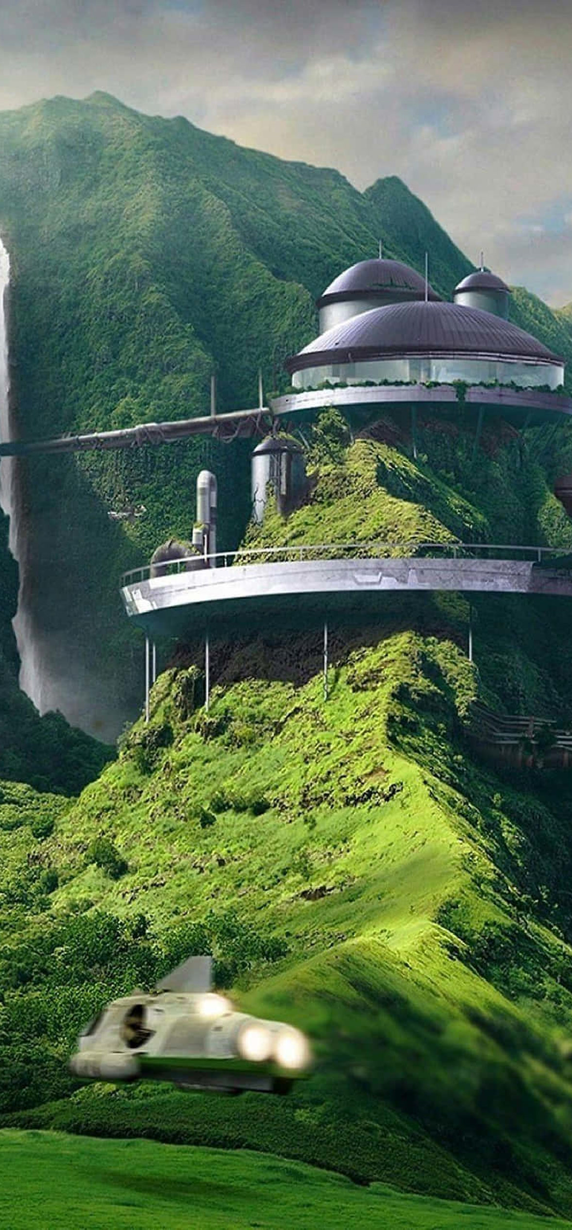 futuristic house on top of hill