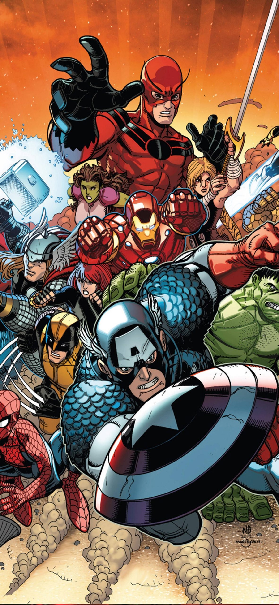 Marvel 4K Phone Superheroes Rushing Forward – Ultra HD iPhone 18 Superhero Wallpapers