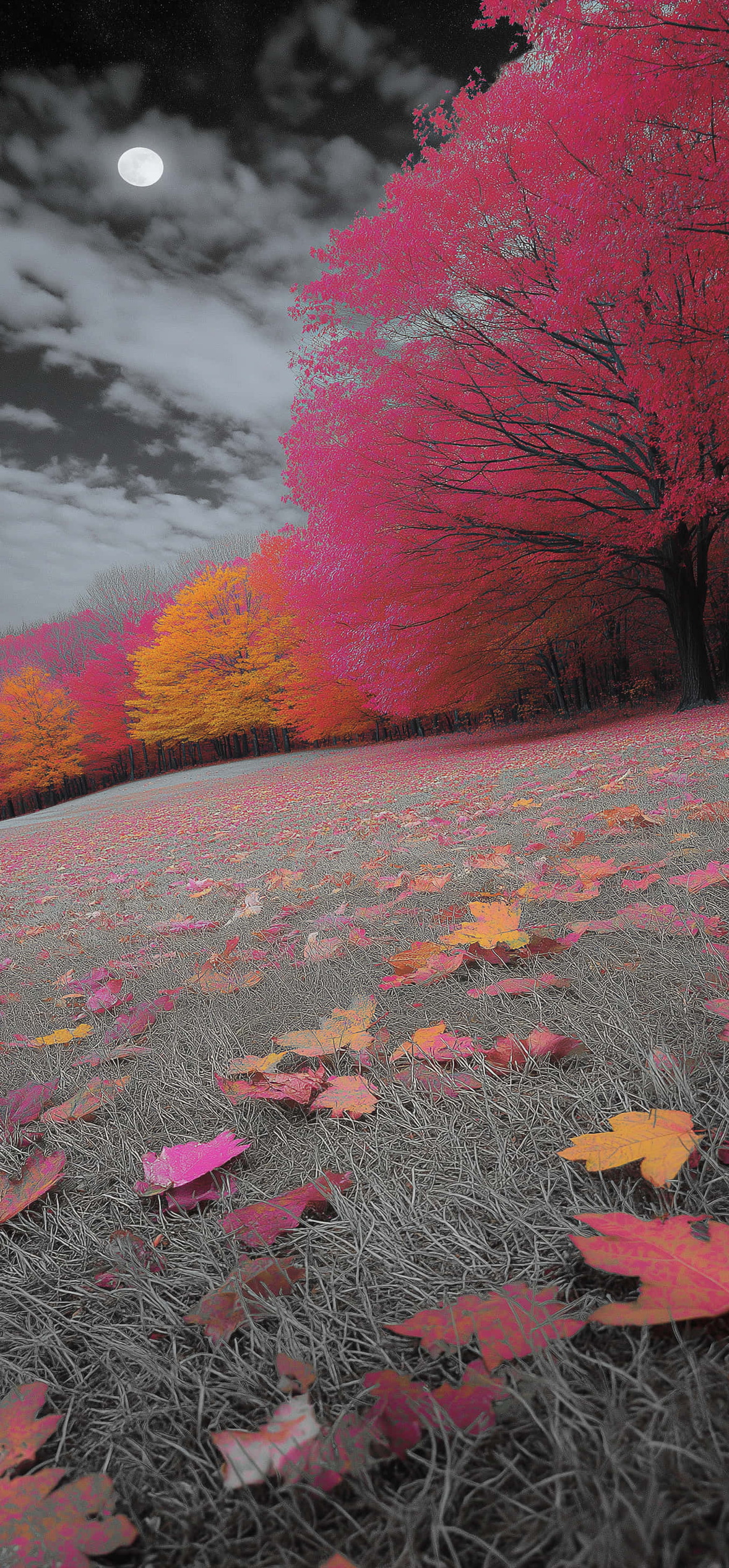 Autumn Moonlit Meadow – Ultra HD iPhone 18 Nature Wallpapers
