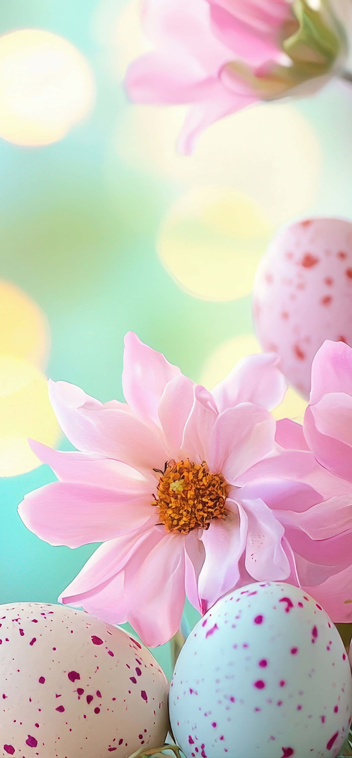 Easter Eggs Pink Flowers – Ultra HD iPhone 18 Nature Wallpapers