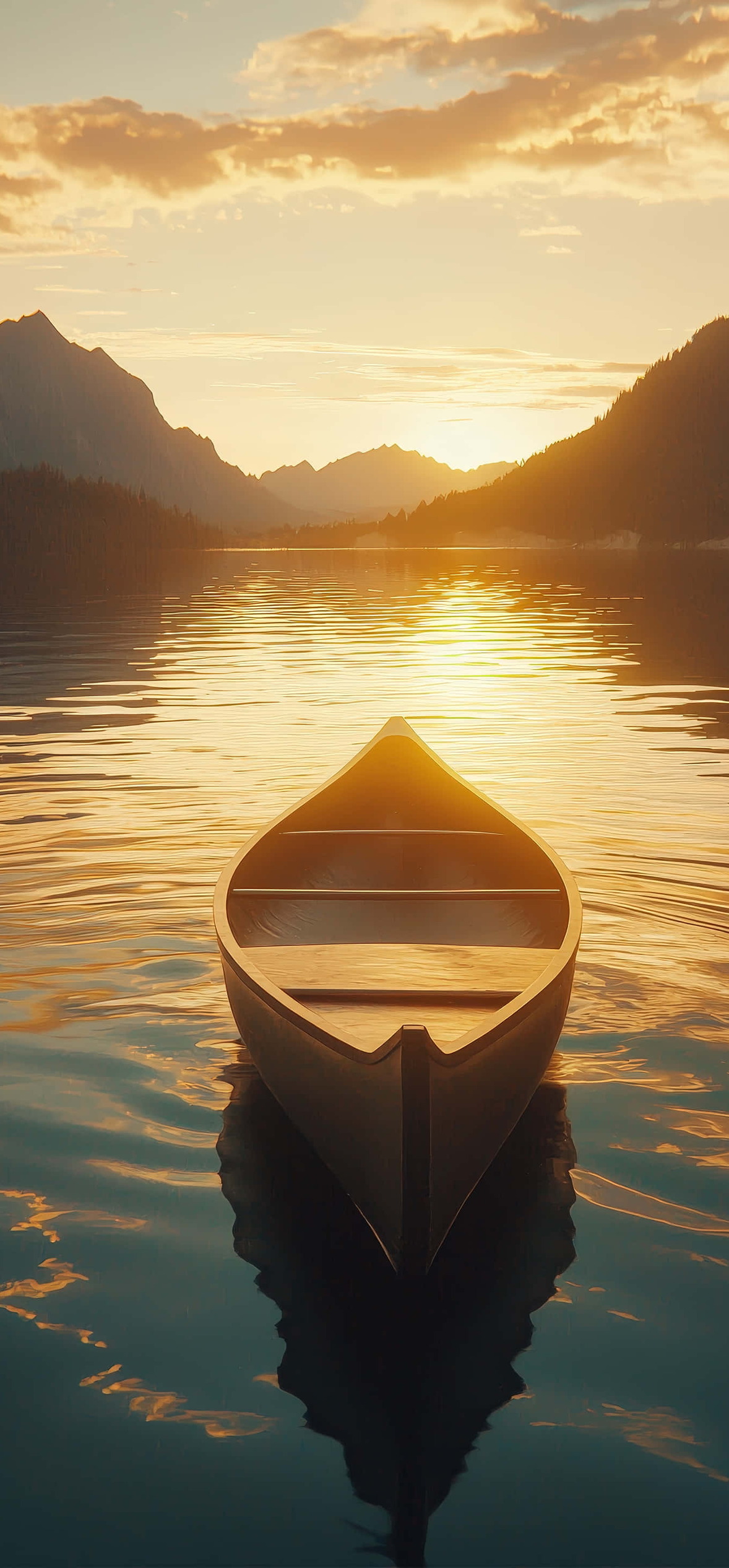 Serene Wooden Boat Floating on a Calm Lake – Ultra HD iPhone 18 Nature Wallpapers