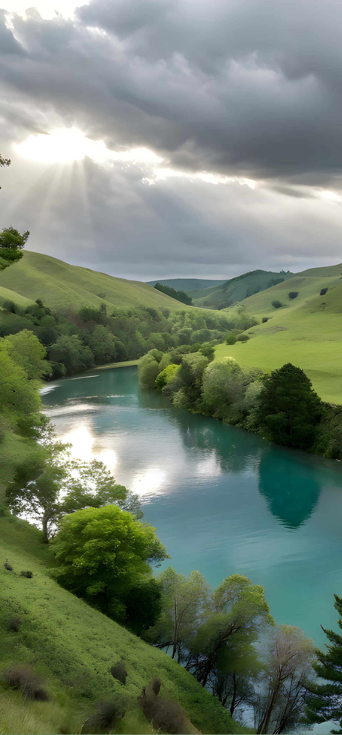 Amazing Hill And River With Cloudy Sky – Ultra HD iPhone 18 Nature Wallpapers