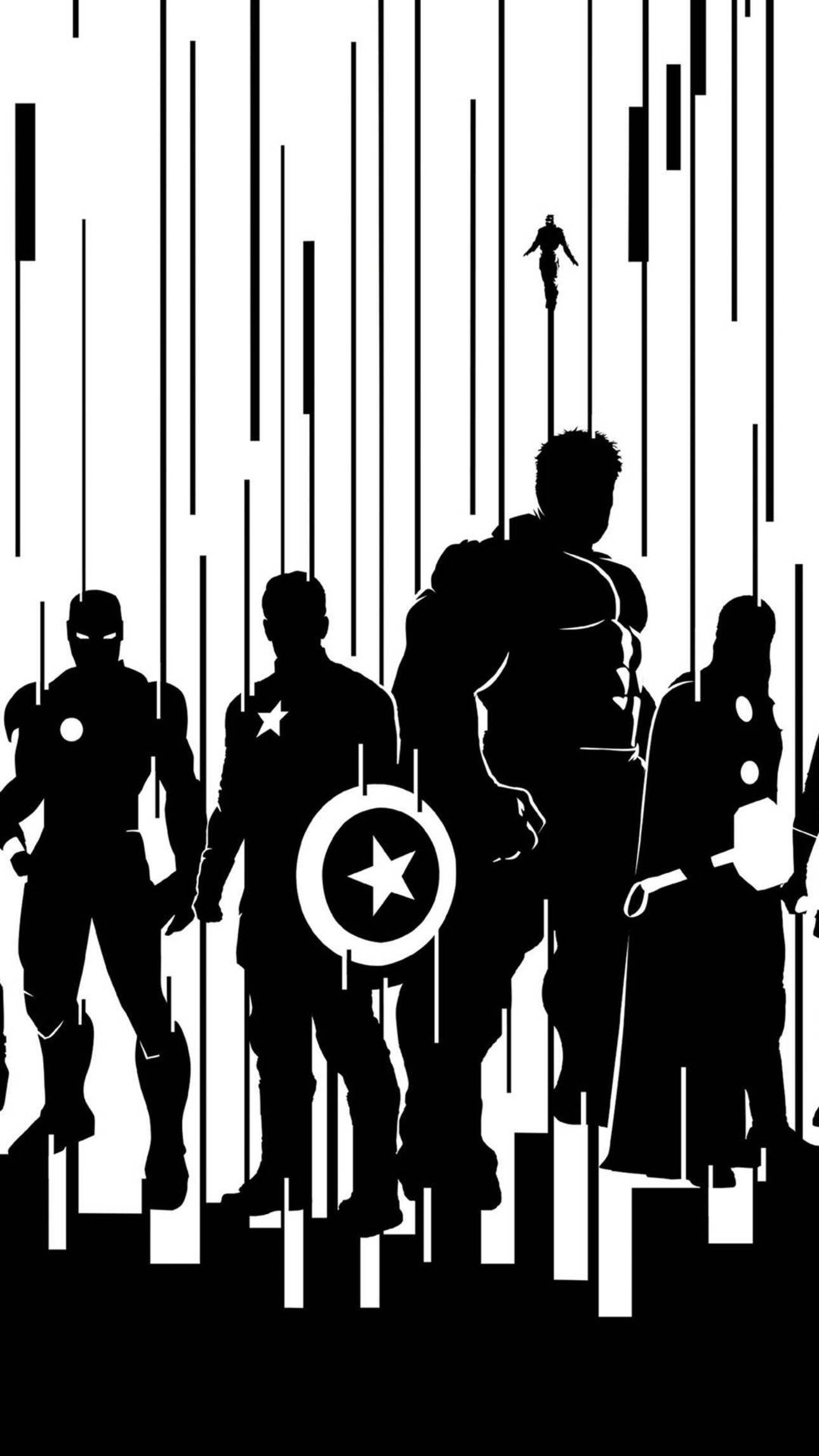 Black And White Avengers Superhero Wallpaper