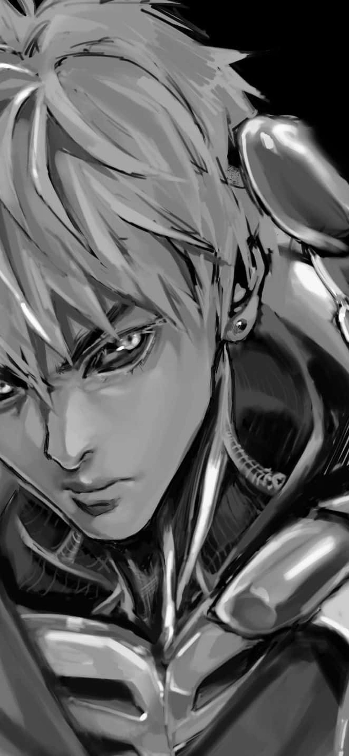 Genos, the powerful S-class Cyborg hero in action – Ultra HD iPhone 18 Superhero Wallpapers