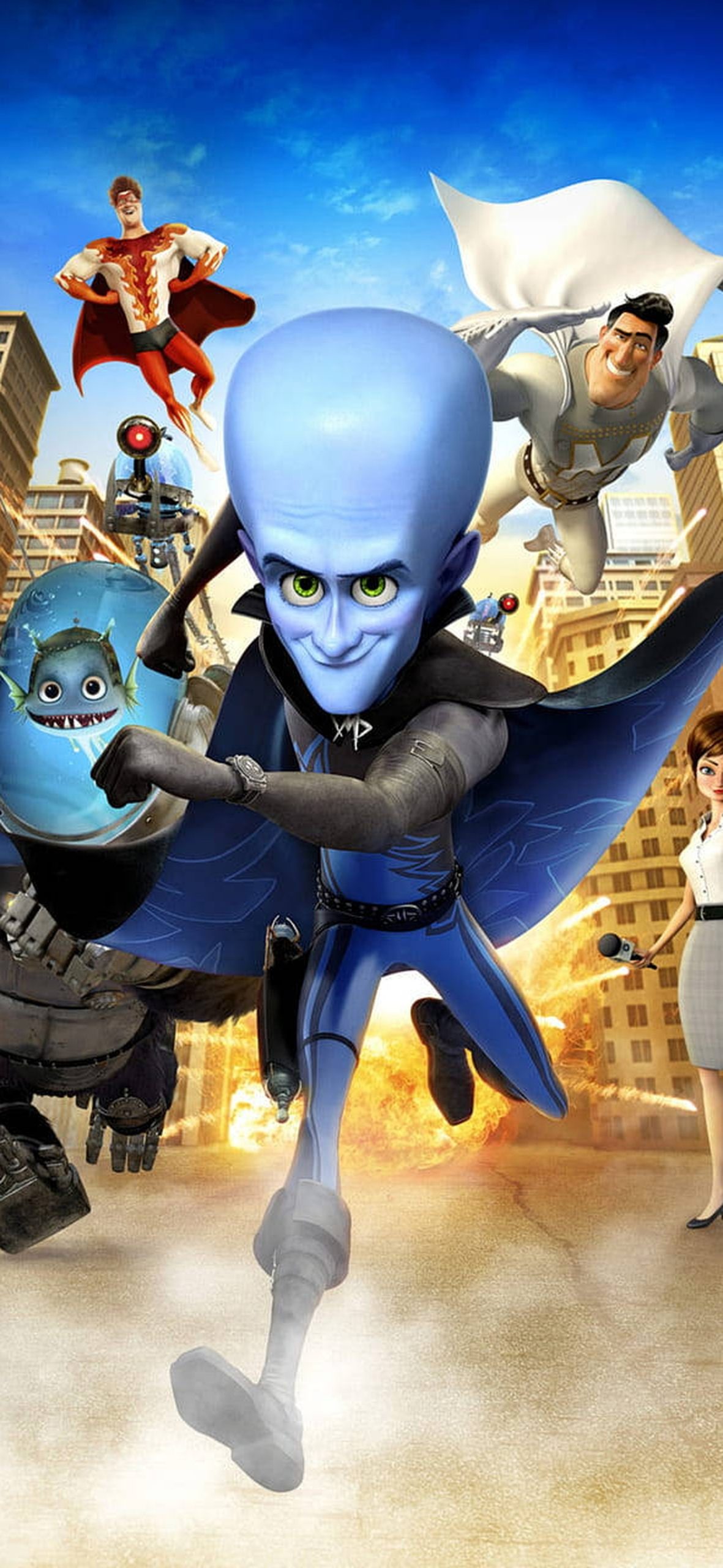 Megamind Cast Running And Flying – Ultra HD iPhone 18 Superhero Wallpapers