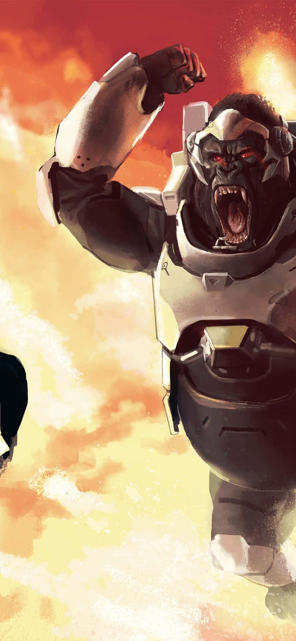 Overwatch’s Winston in battle – Ultra HD iPhone 18 Superhero Wallpapers