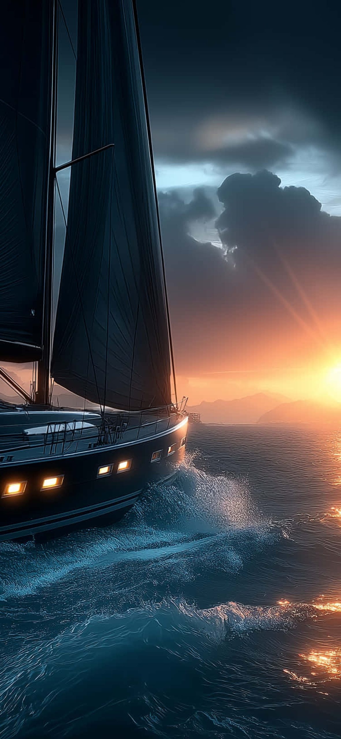 Sleek Sailboat Gliding Into A Sunset Bathed Bay Scene – Ultra HD iPhone 18 Landscape Wallpapers