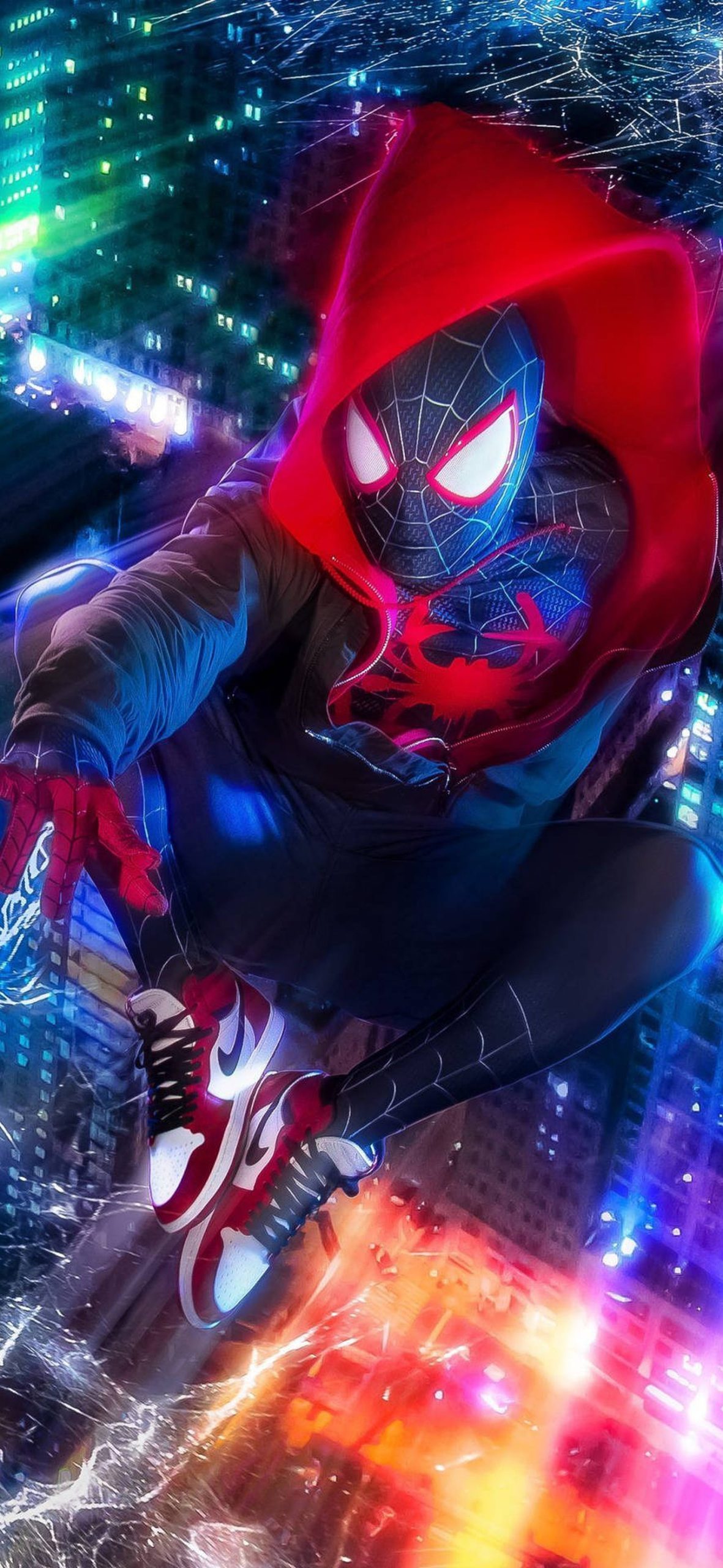 Spiderman Casts His Webs To The Spiderverse – Ultra HD iPhone 18 Superhero Wallpapers