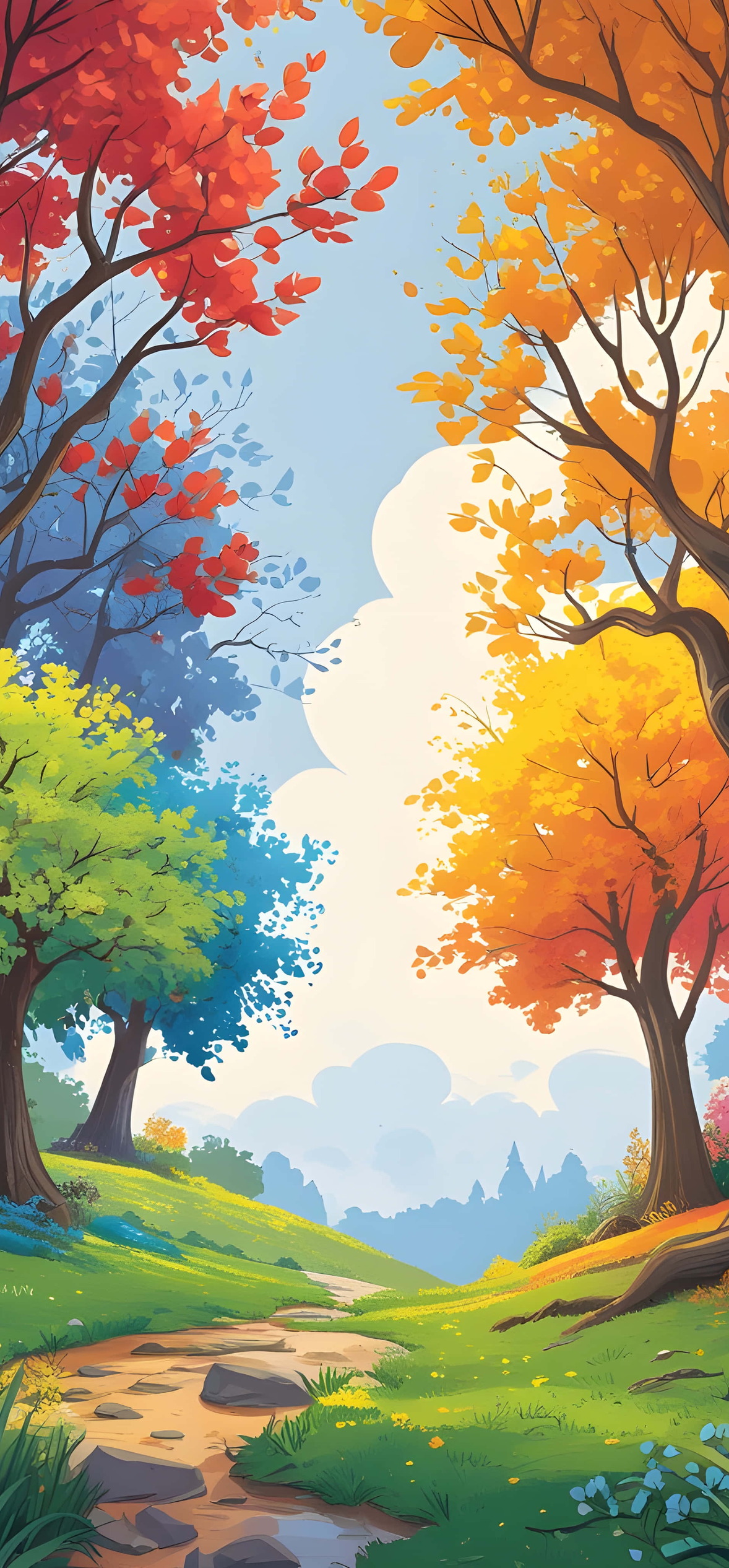Autumn Forest Path Winding Through Colorful Trees – Ultra HD iPhone 18 Nature Wallpapers